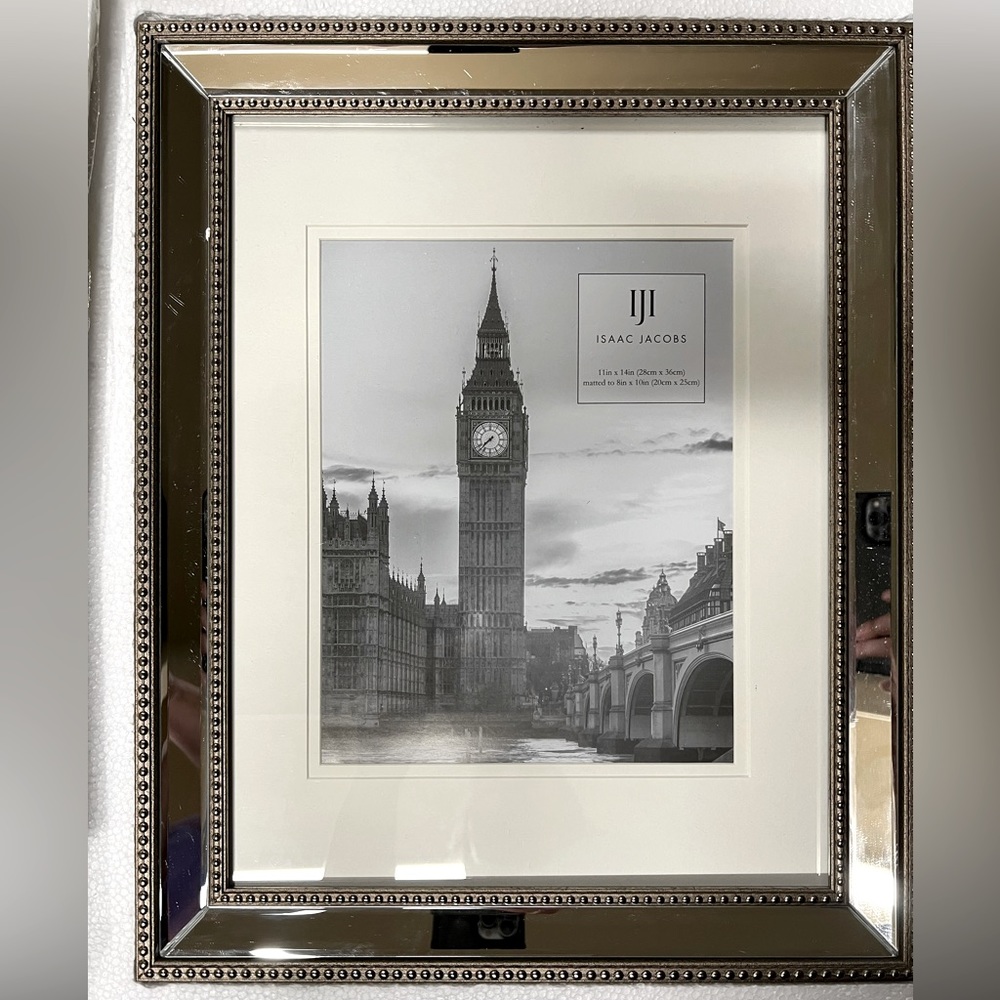 Isaac Jacobs 11x14 (8x10 Mat) Champagne Mirror Bead Picture Frame